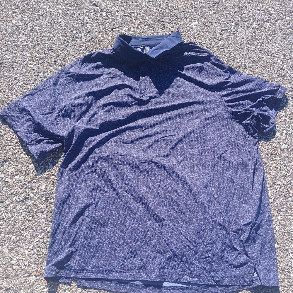 Under Armour Polo Shirt Mens 2XL Blue Iso-Chill Golf Short Sleeve Performance